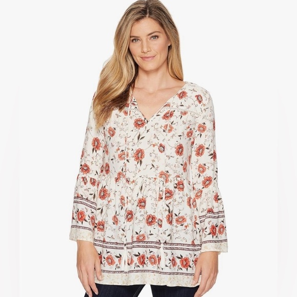 Miss Me Womens‎ Floral V-Neck Bell Sleeve Tunic Size Medium - Picture 3 of 7